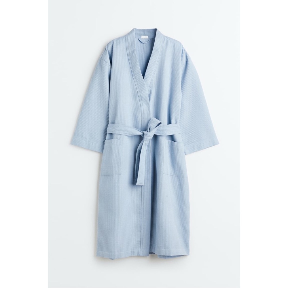 ⚡️H&M Waffle Bathrobe in Light Blue size Small/Medium